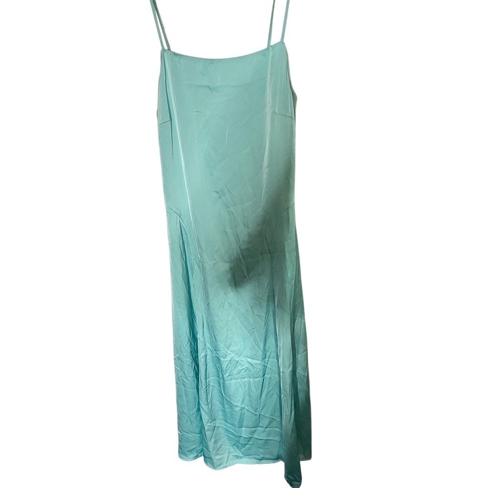 One One Six Slip Maxi Dress Womens Size M Green Satin Bias Cut Minimalist